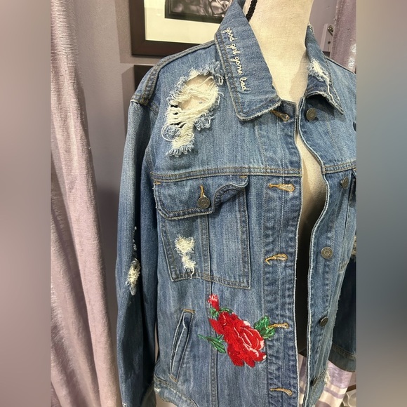 Hidden Distressed Denim Jacket - Picture 7 of 13